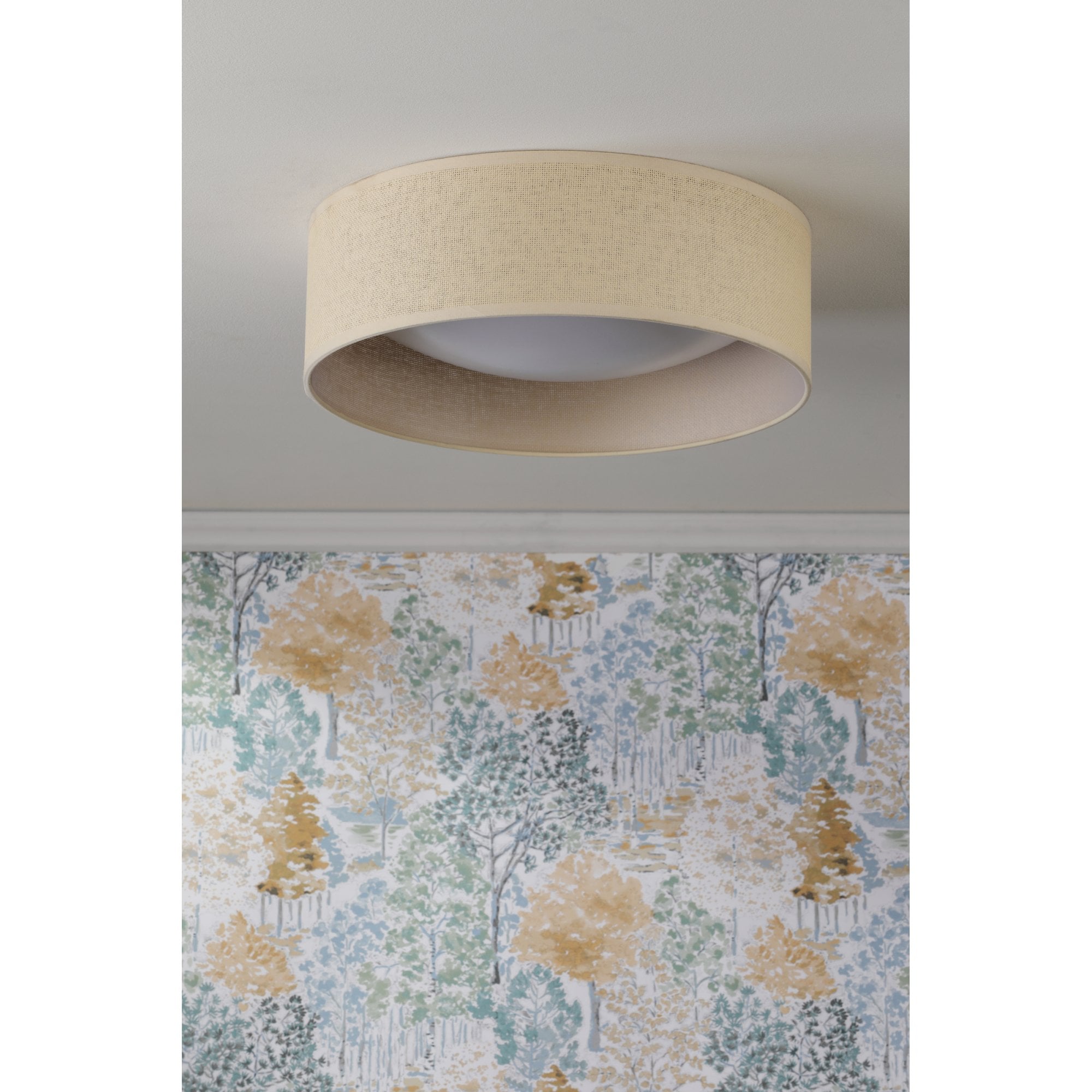 Buckenham 2 Light Rattan Flush Ceiling Light With White Frosted Acrylic LA3756607-Q