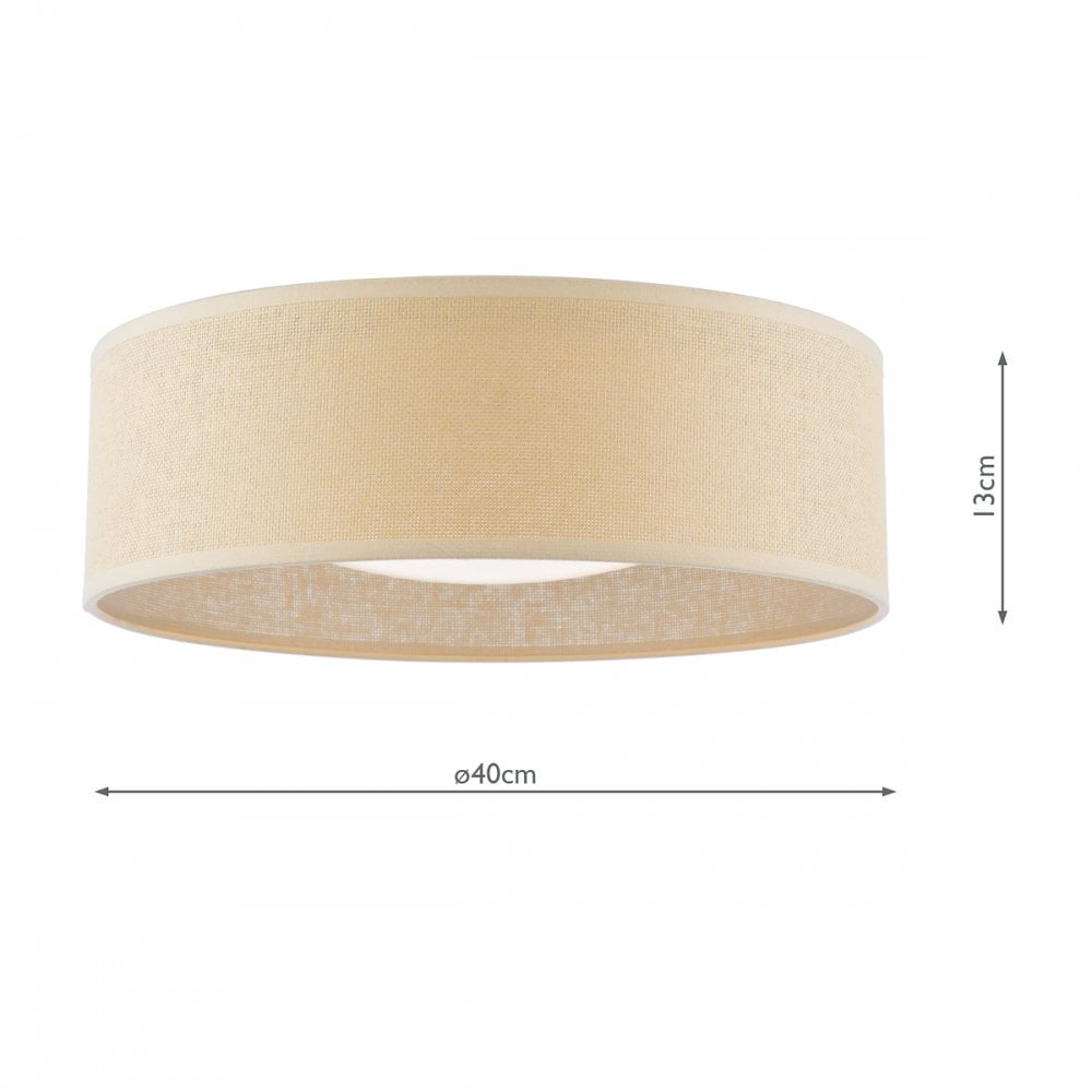Buckenham 2 Light Rattan Flush Ceiling Light With White Frosted Acrylic LA3756607-Q