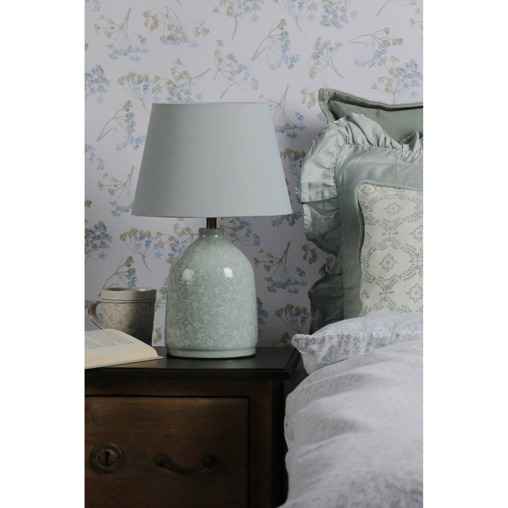 Campion Table Lamp In Blue Ceramic With Linen Shade LA3756621-Q