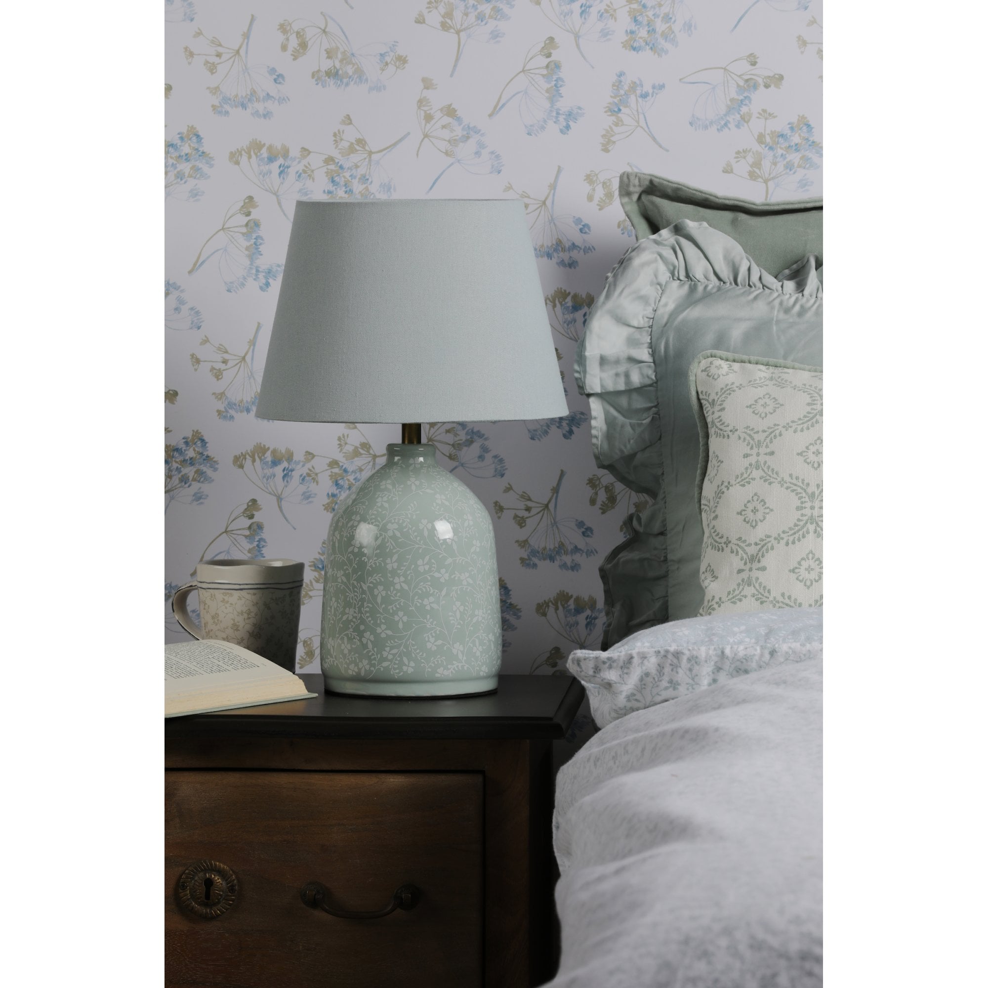Campion Table Lamp In Blue Ceramic With Linen Shade LA3756621-Q