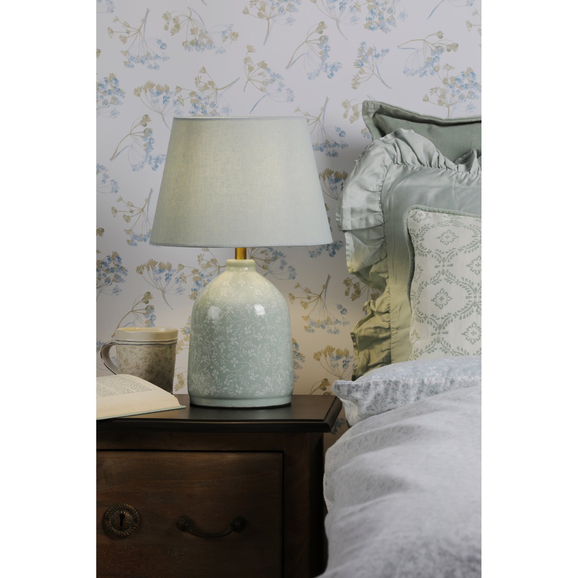 Campion Table Lamp In Blue Ceramic With Linen Shade LA3756621-Q