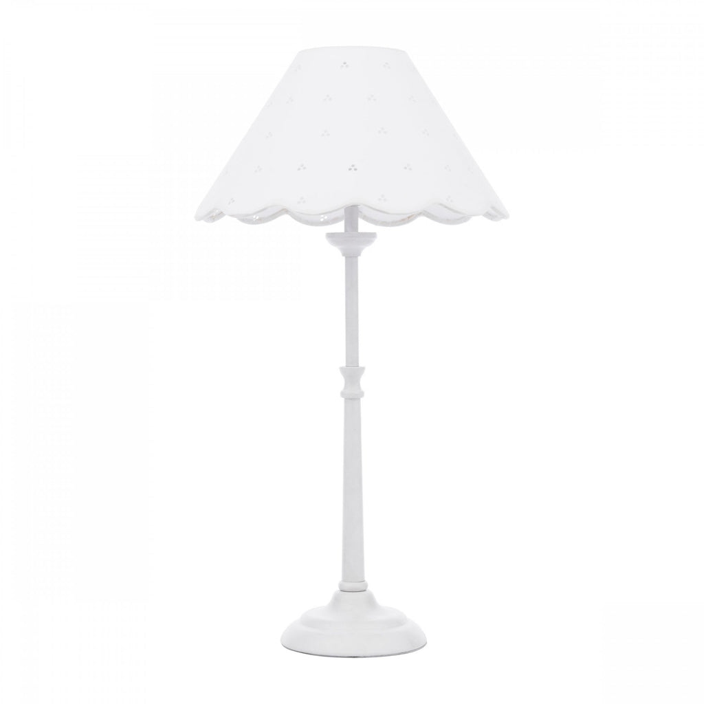 Cordwell Table Lamp In Matt White With Scalloped White Cotton Shade LA3756488-Q
