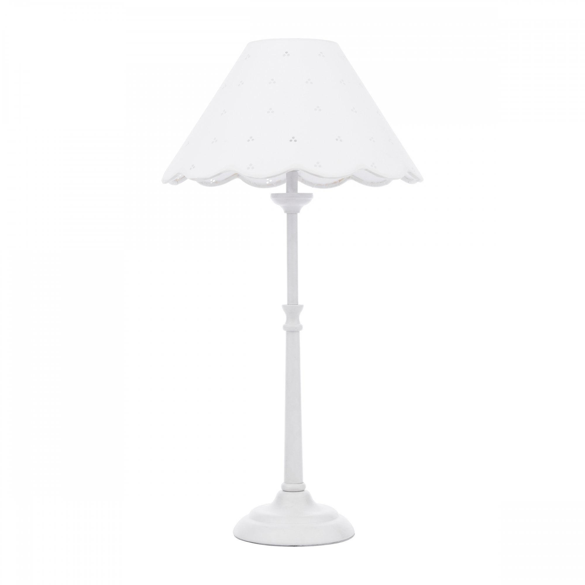 Cordwell Table Lamp In Matt White With Scalloped White Cotton Shade LA3756488-Q