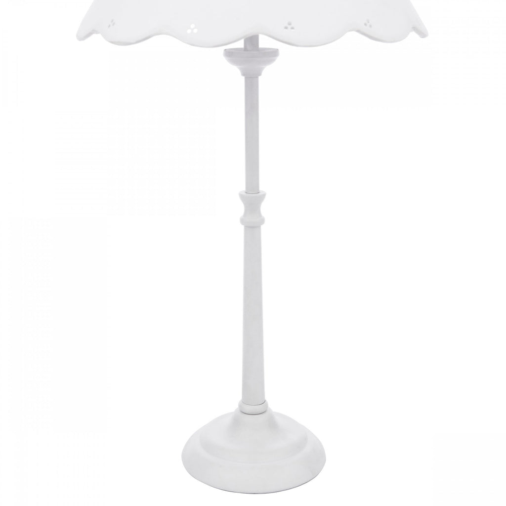 Cordwell Table Lamp In Matt White With Scalloped White Cotton Shade LA3756488-Q
