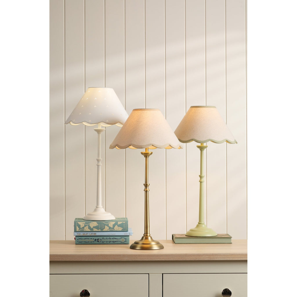 Cordwell Table Lamp In Matt White With Scalloped White Cotton Shade LA3756488-Q