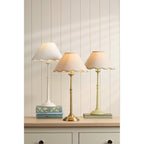 Cordwell Table Lamp In Matt White With Scalloped White Cotton Shade LA3756488-Q