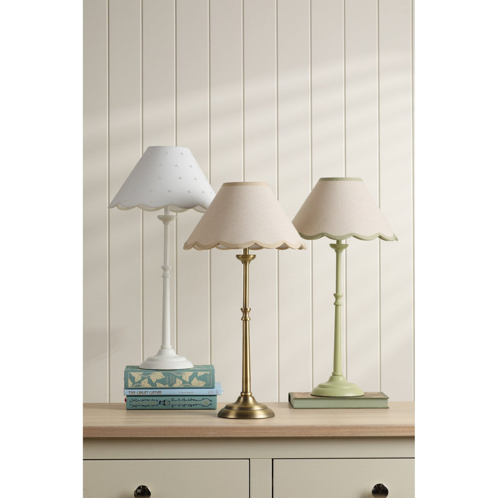 Cordwell Table Lamp In Matt White With Scalloped White Cotton Shade LA3756488-Q