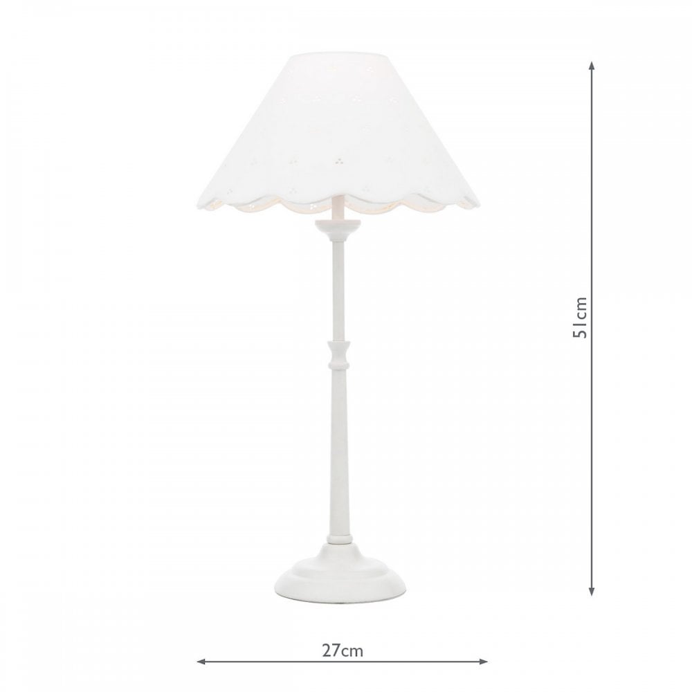 Cordwell Table Lamp In Matt White With Scalloped White Cotton Shade LA3756488-Q