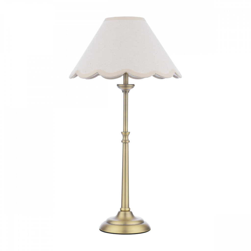 Cordwell Table Lamp In Antique Brass With Scalloped Natural Linen Shade LA3756487-Q