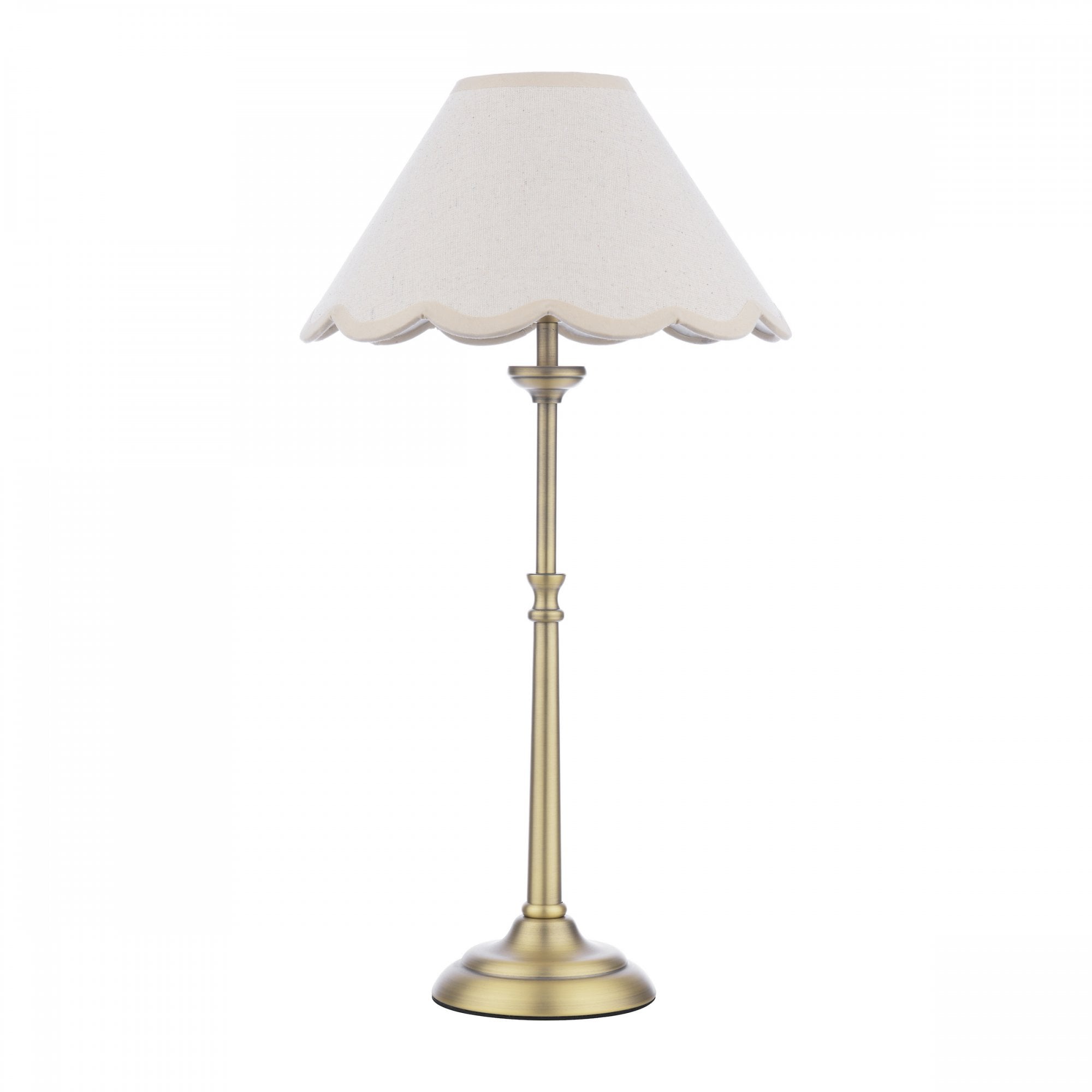 Cordwell Table Lamp In Antique Brass With Scalloped Natural Linen Shade LA3756487-Q