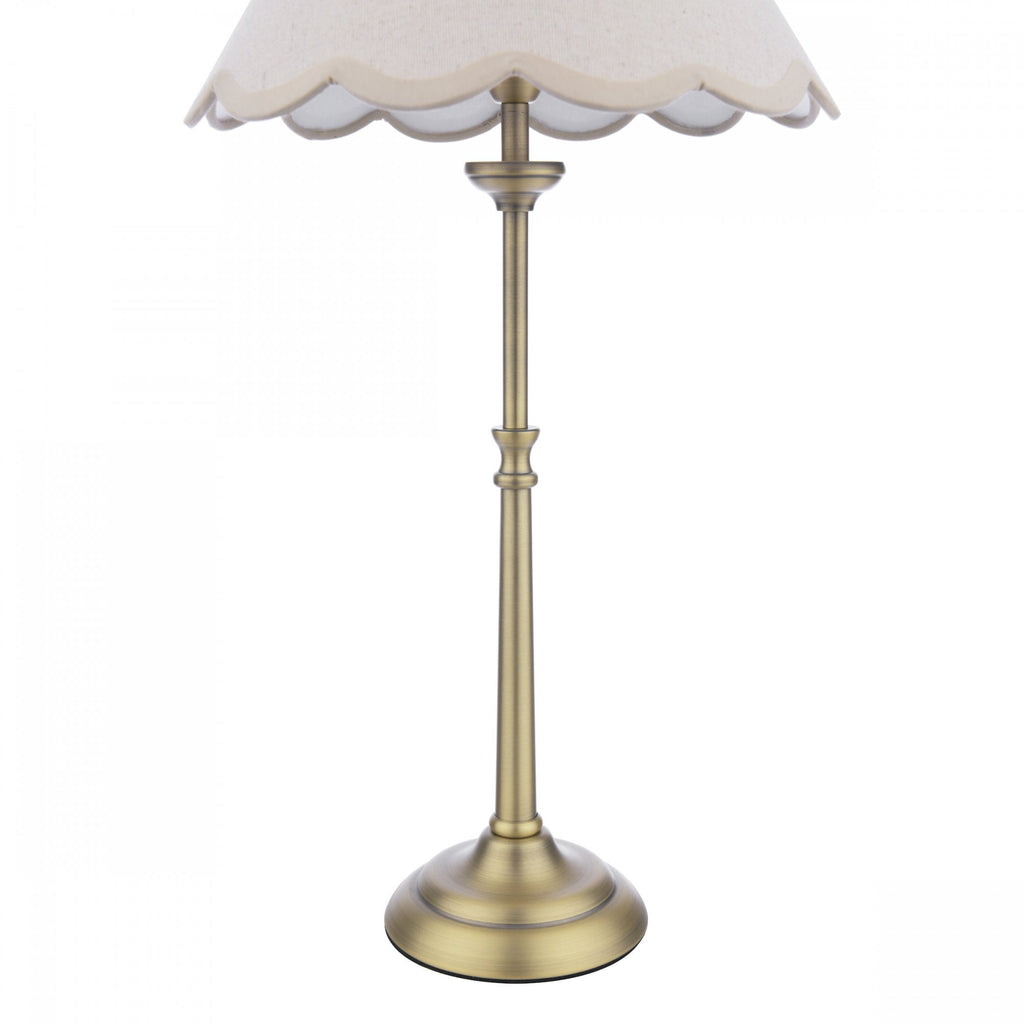 Cordwell Table Lamp In Antique Brass With Scalloped Natural Linen Shade LA3756487-Q