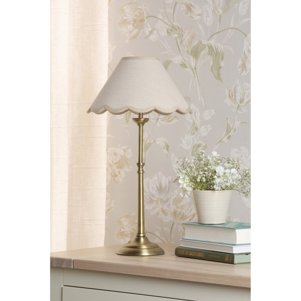 Cordwell Table Lamp In Antique Brass With Scalloped Natural Linen Shade LA3756487-Q