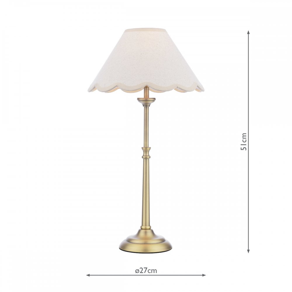 Cordwell Table Lamp In Antique Brass With Scalloped Natural Linen Shade LA3756487-Q