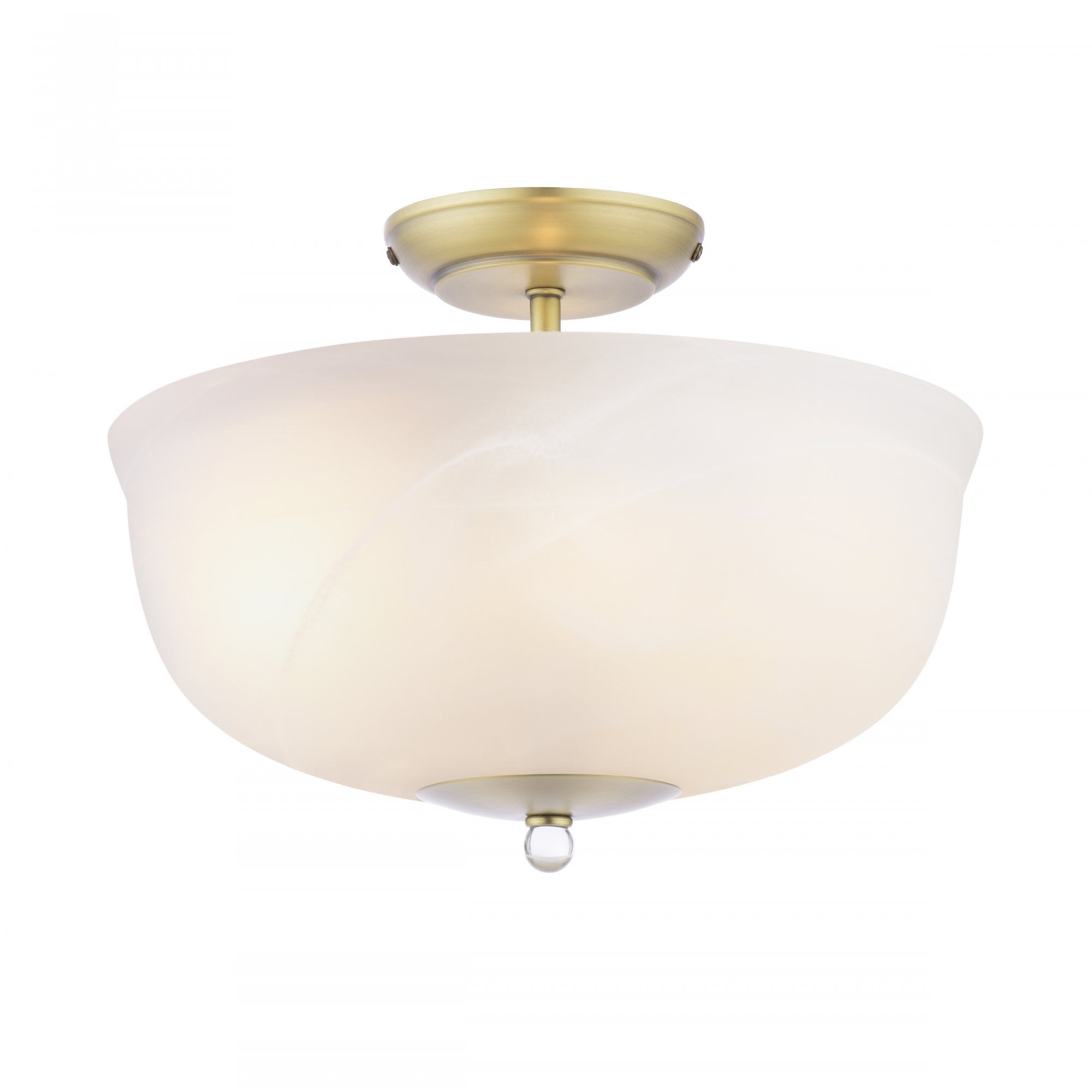 Cossington Semi-Flush Ceiling Light In Matt Antique Brass and White Marble Effect Glass LA3756594-Q