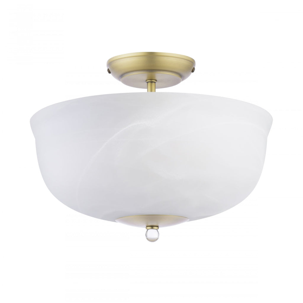 Cossington Semi-Flush Ceiling Light In Matt Antique Brass and White Marble Effect Glass LA3756594-Q