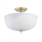 Cossington Semi-Flush Ceiling Light In Matt Antique Brass and White Marble Effect Glass LA3756594-Q