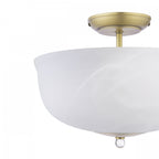 Cossington Semi-Flush Ceiling Light In Matt Antique Brass and White Marble Effect Glass LA3756594-Q