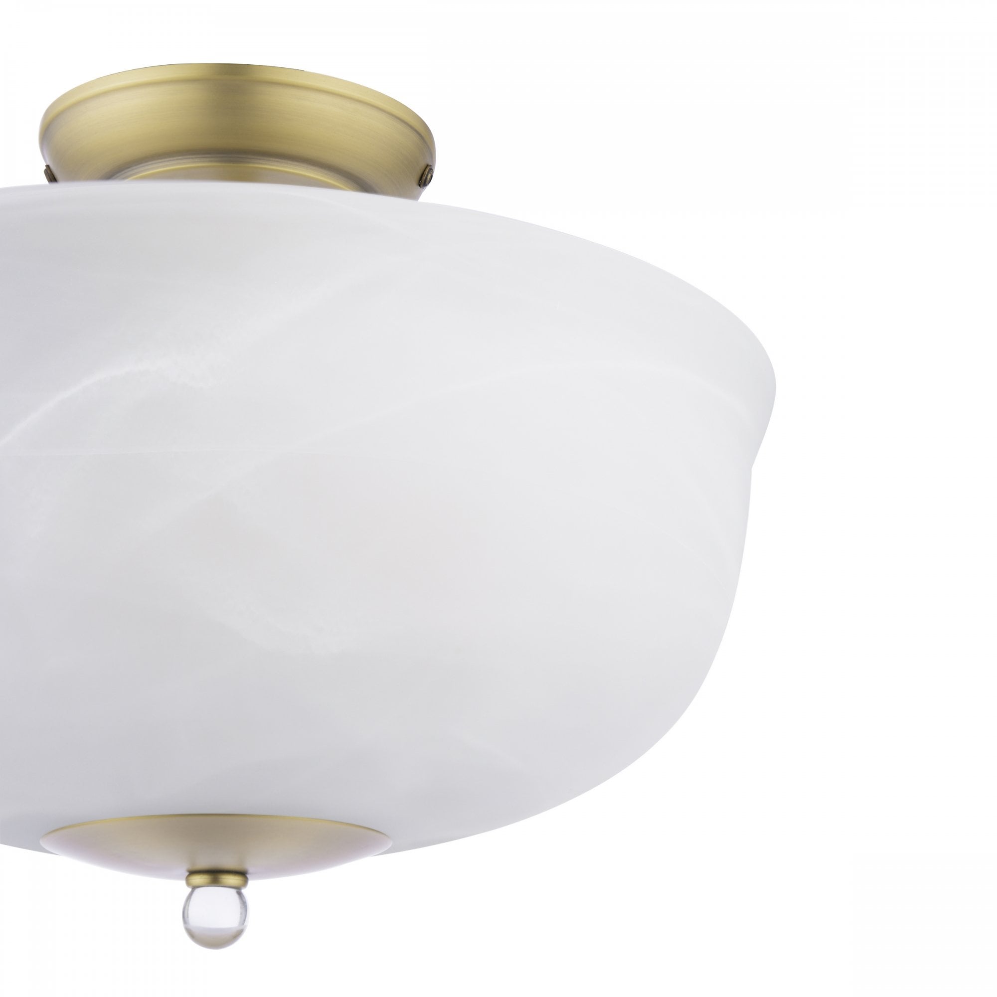 Cossington Semi-Flush Ceiling Light In Matt Antique Brass and White Marble Effect Glass LA3756594-Q