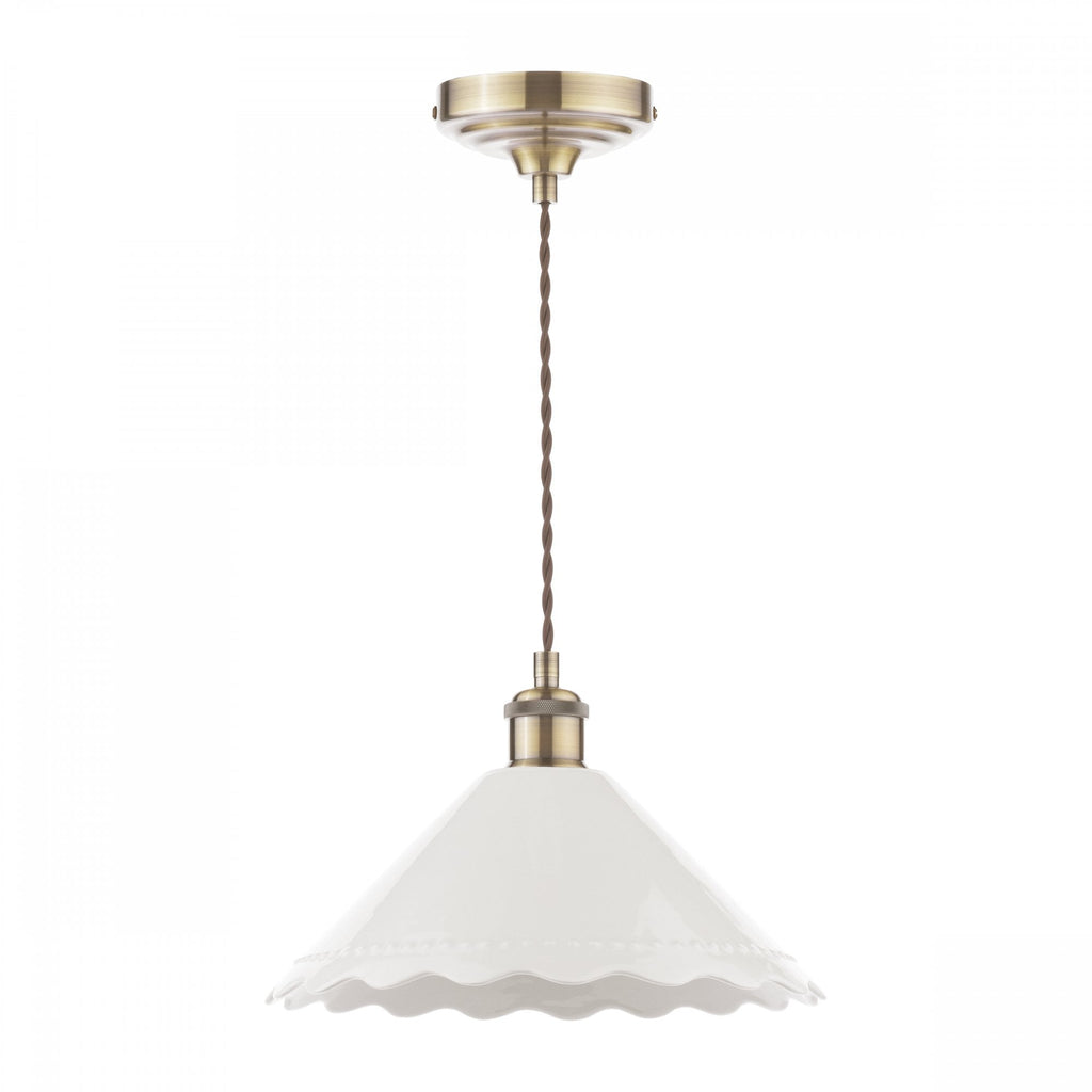 Daws Ceiling Pendant Light In Antique Brass With White Ceramic Shade LA3756520-Q