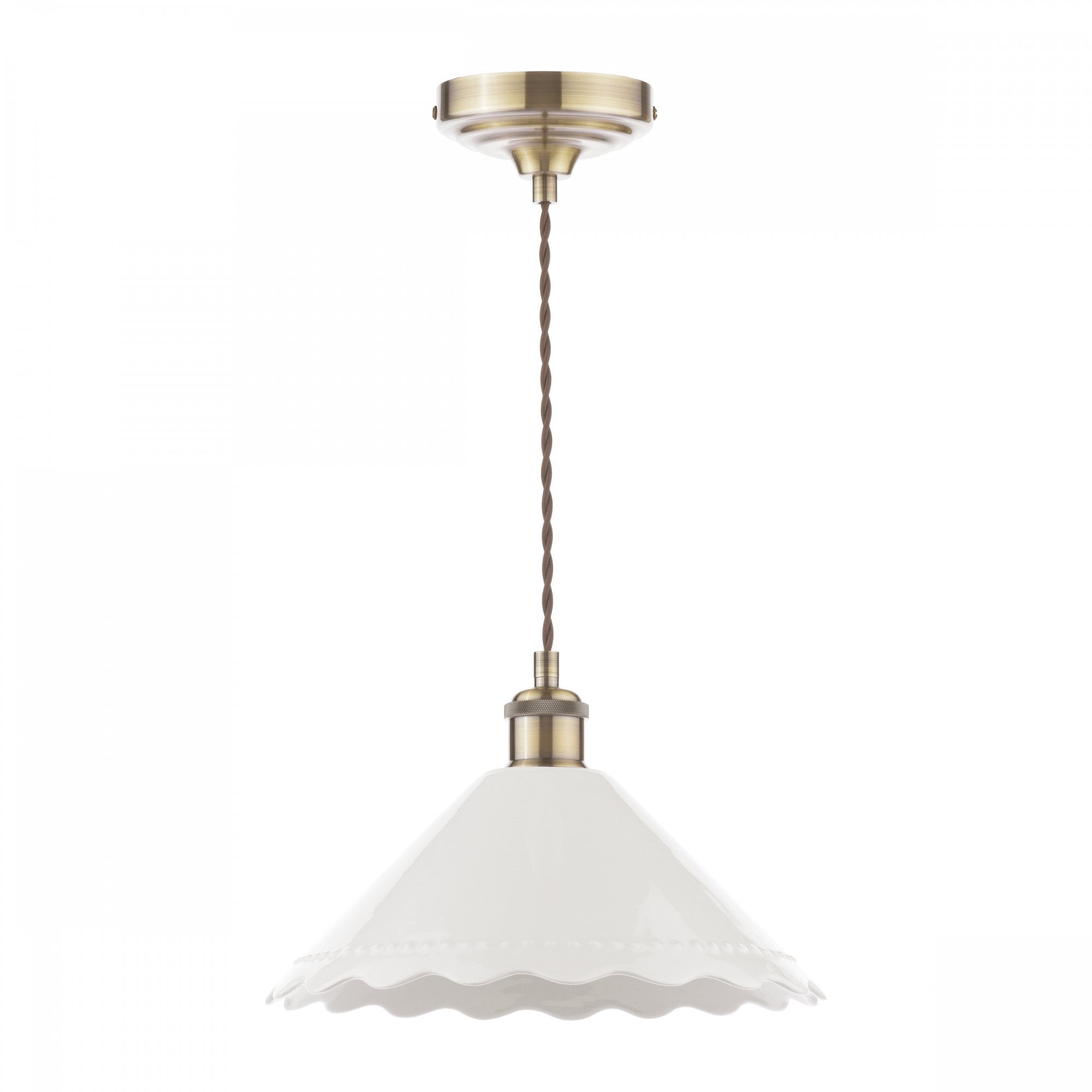 Daws Ceiling Pendant Light In Antique Brass With White Ceramic Shade LA3756520-Q