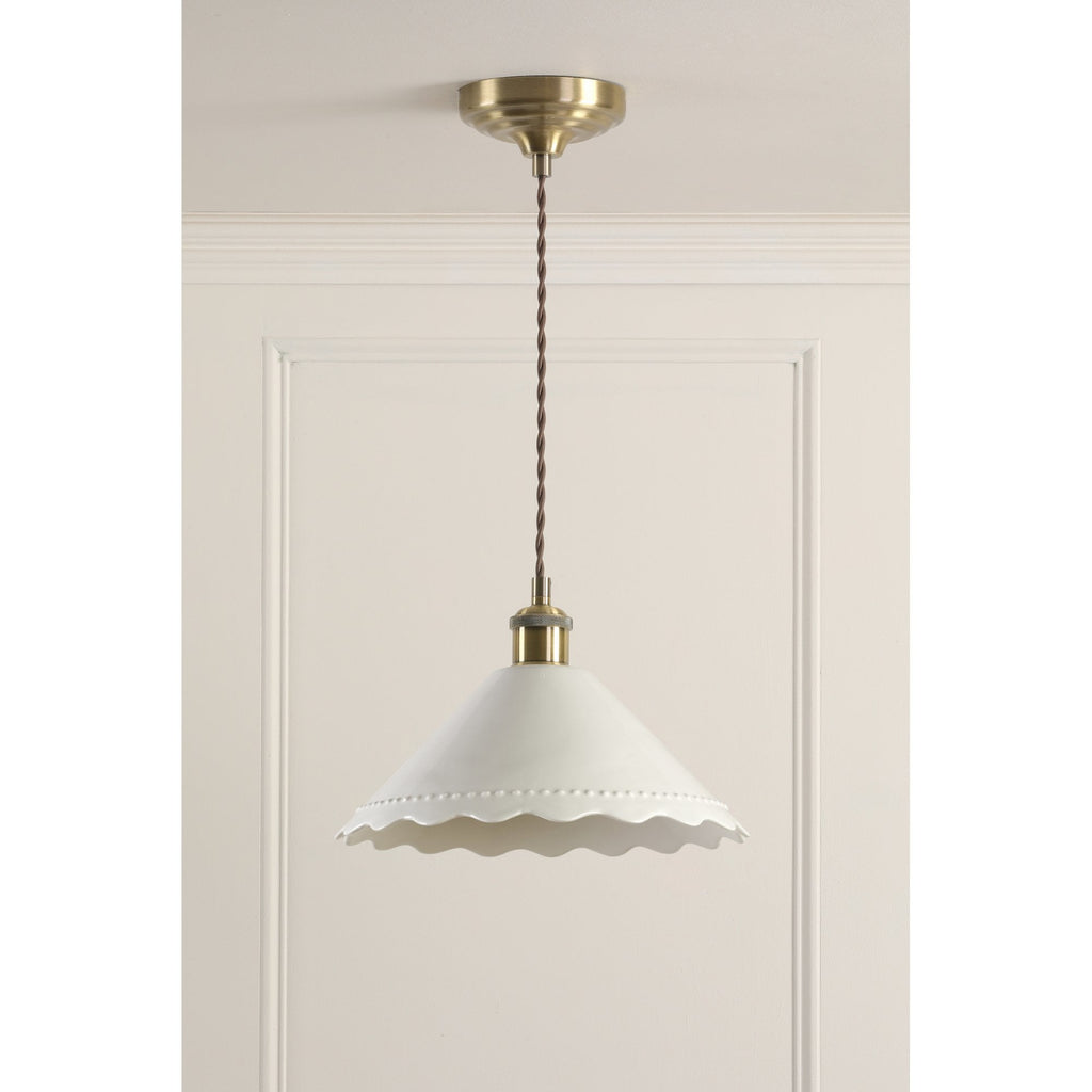 Daws Ceiling Pendant Light In Antique Brass With White Ceramic Shade LA3756520-Q