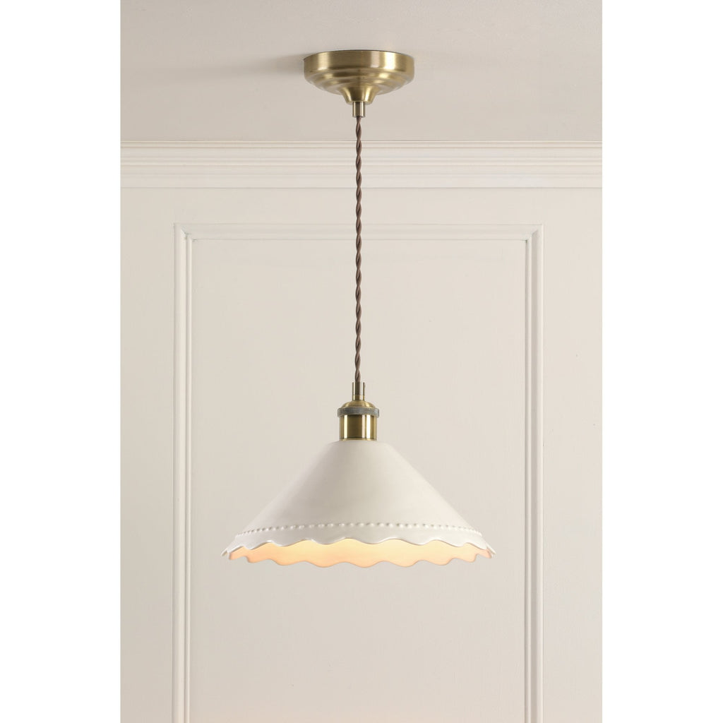 Daws Ceiling Pendant Light In Antique Brass With White Ceramic Shade LA3756520-Q