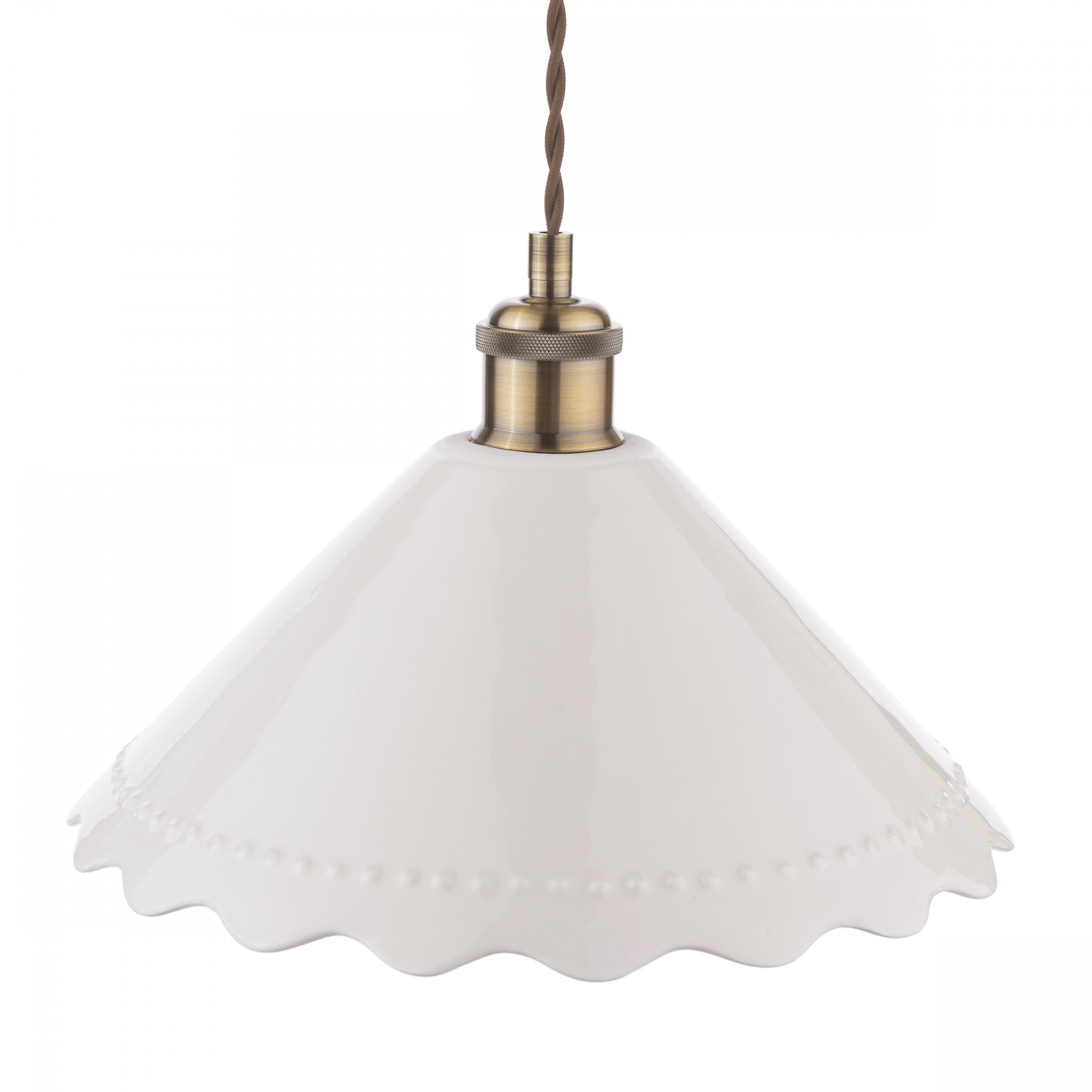 Daws Ceiling Pendant Light In Antique Brass With White Ceramic Shade LA3756520-Q