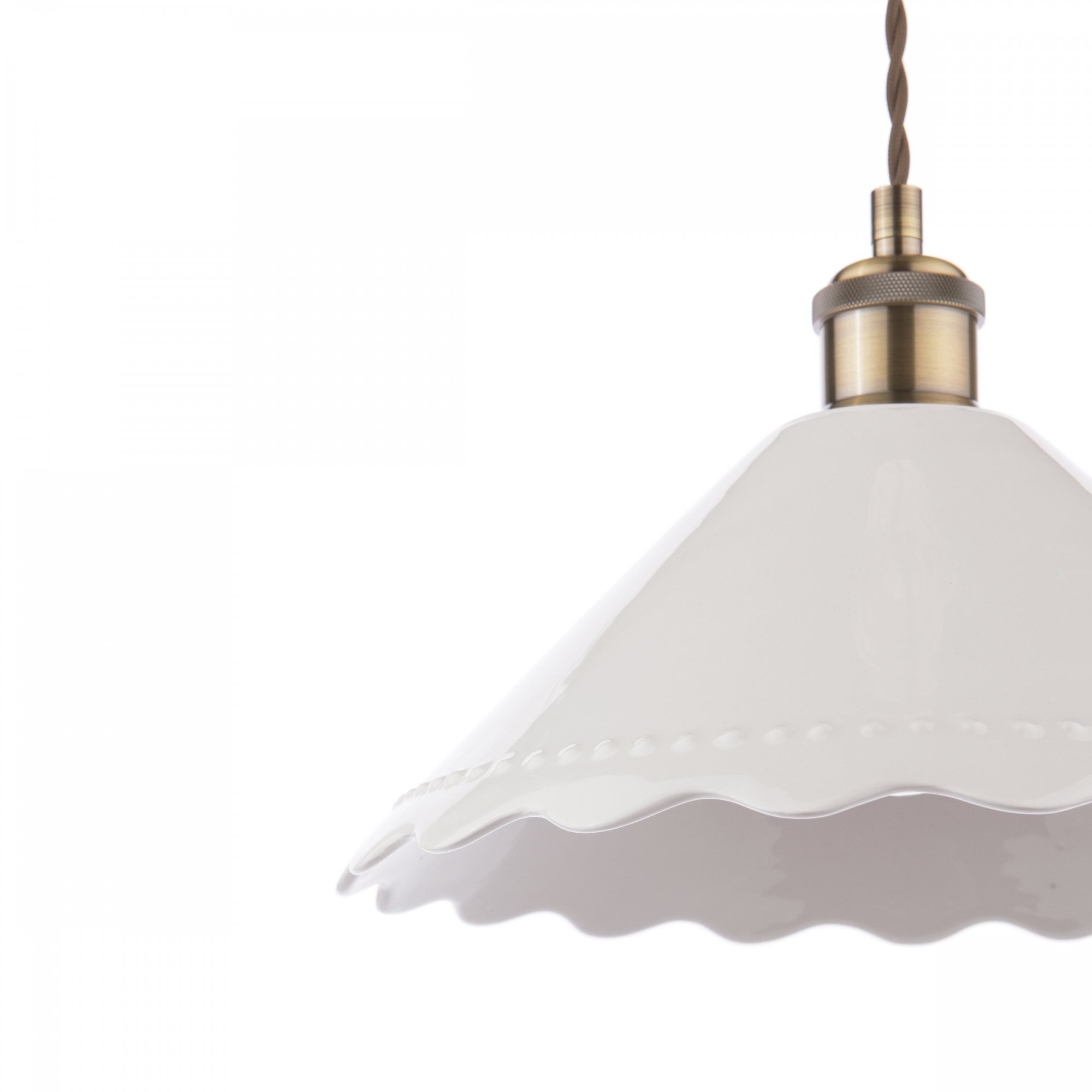 Daws Ceiling Pendant Light In Antique Brass With White Ceramic Shade LA3756520-Q