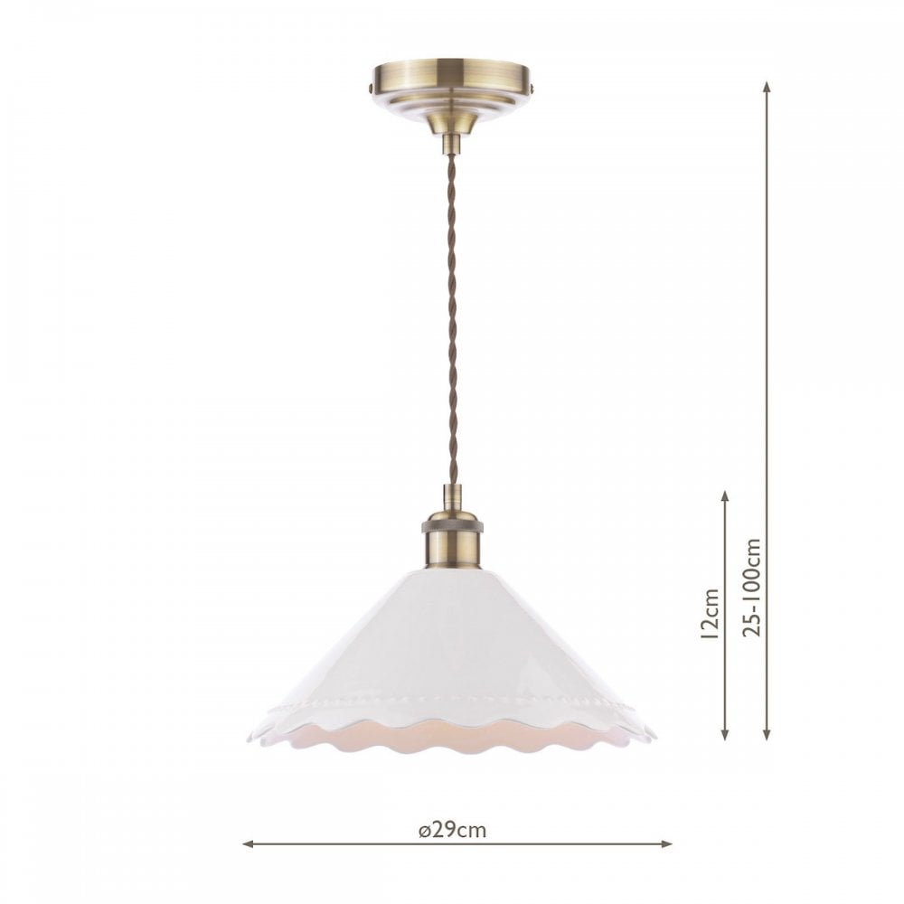 Daws Ceiling Pendant Light In Antique Brass With White Ceramic Shade LA3756520-Q