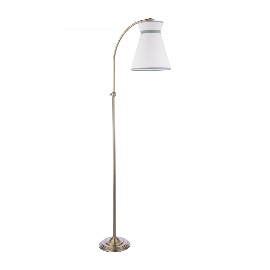 Dearham Floor Lamp In Antique Brass Finish With White Cotton Shade LA3756517-Q