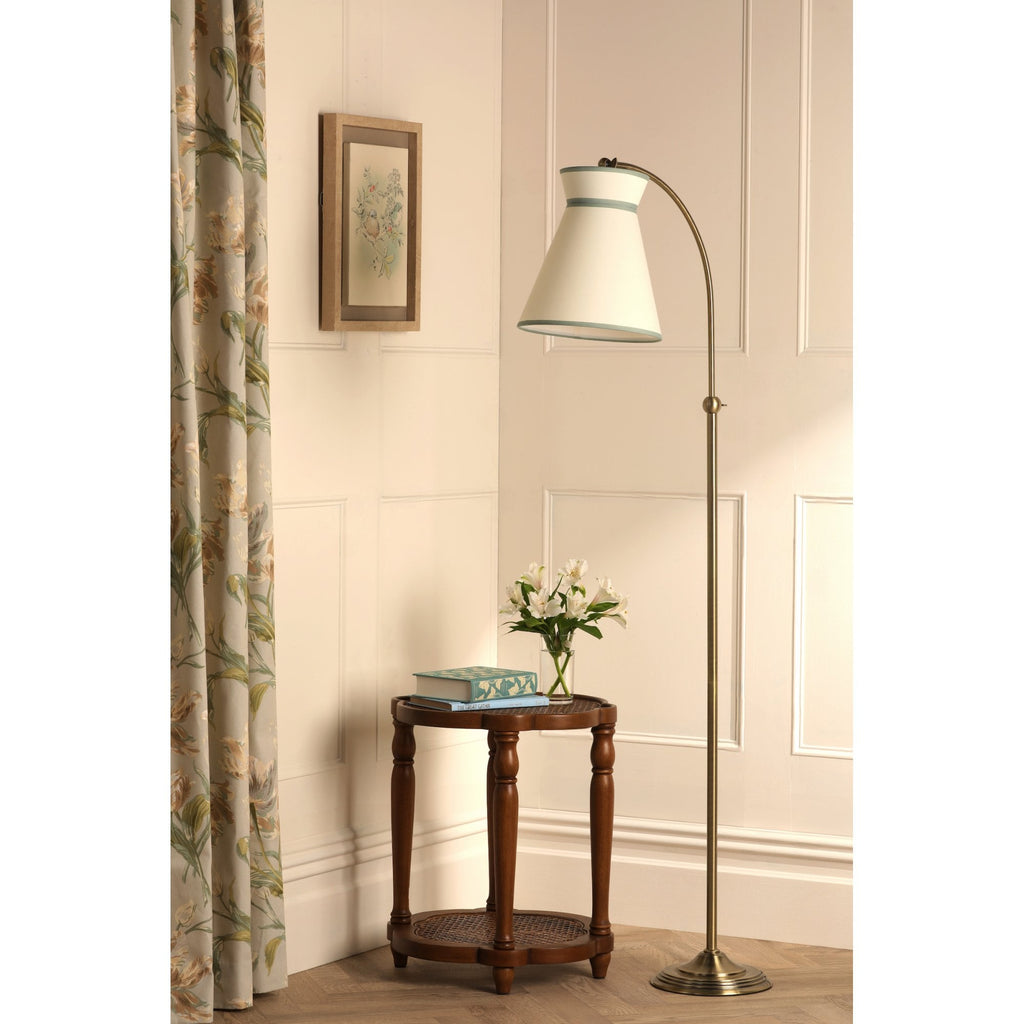 Dearham Floor Lamp In Antique Brass Finish With White Cotton Shade LA3756517-Q