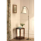 Dearham Floor Lamp In Antique Brass Finish With White Cotton Shade LA3756517-Q
