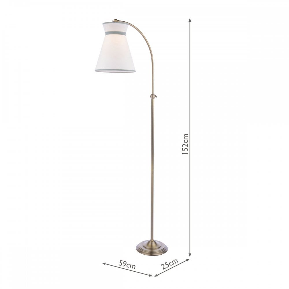 Dearham Floor Lamp In Antique Brass Finish With White Cotton Shade LA3756517-Q