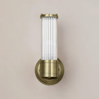 Pillar 1 Light Bathroom Wall Light In Antique Brass And Clear Glass Rods IP44 E14