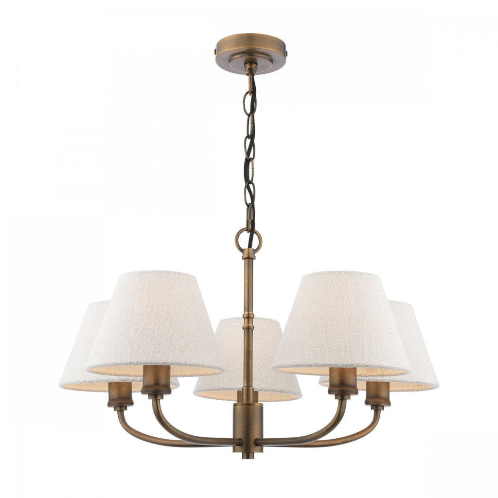 Denston 5 Light Traditional Ceiling Pendant In Antique Bronze With Natural Shades LA3756585-Q