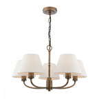 Denston 5 Light Traditional Ceiling Pendant In Antique Bronze With Natural Shades LA3756585-Q