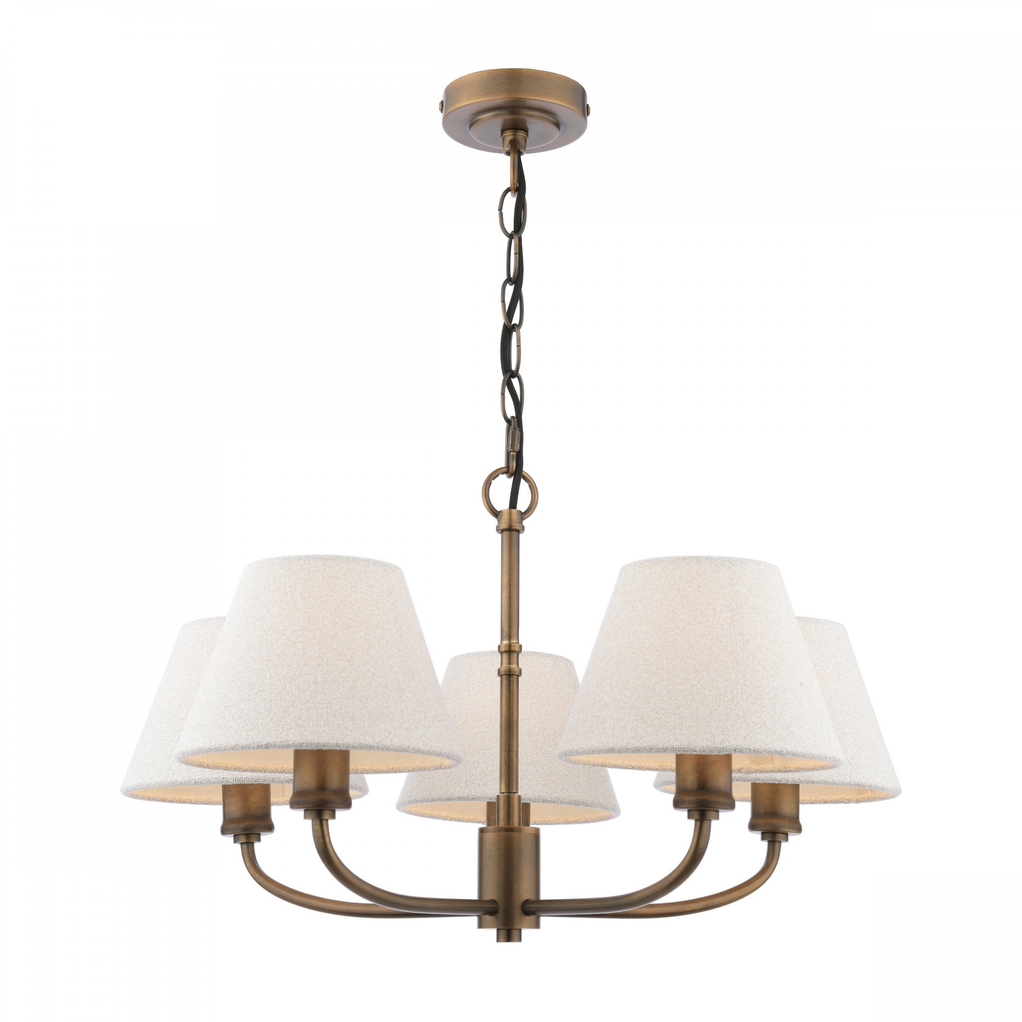 Denston 5 Light Traditional Ceiling Pendant In Antique Bronze With Natural Shades LA3756585-Q