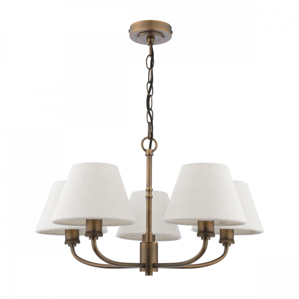 Denston 5 Light Traditional Ceiling Pendant In Antique Bronze With Natural Shades LA3756585-Q