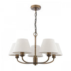 Denston 5 Light Traditional Ceiling Pendant In Antique Bronze With Natural Shades LA3756585-Q