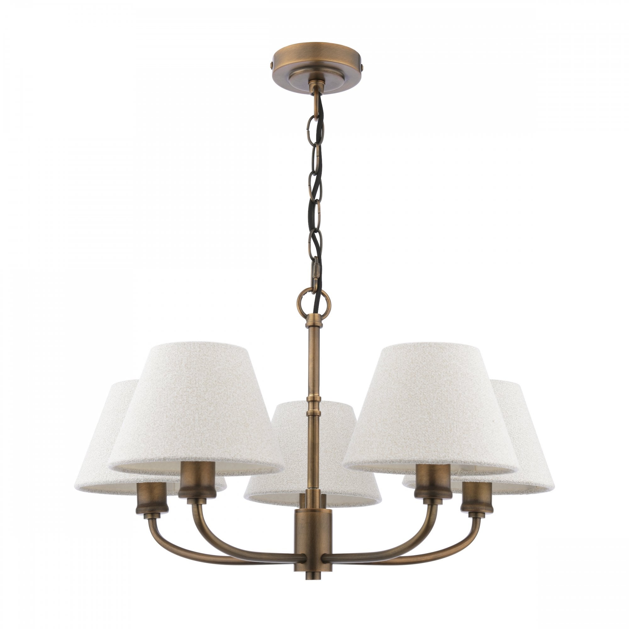 Denston 5 Light Traditional Ceiling Pendant In Antique Bronze With Natural Shades LA3756585-Q