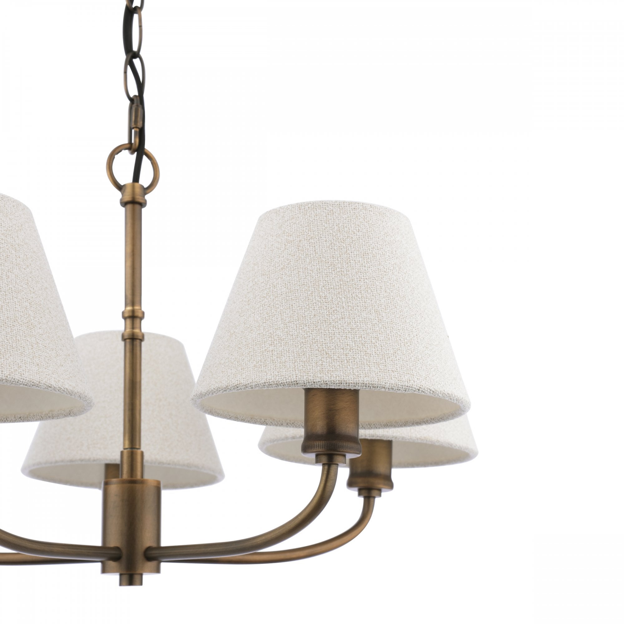 Denston 5 Light Traditional Ceiling Pendant In Antique Bronze With Natural Shades LA3756585-Q