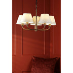 Denston 5 Light Traditional Ceiling Pendant In Antique Bronze With Natural Shades LA3756585-Q