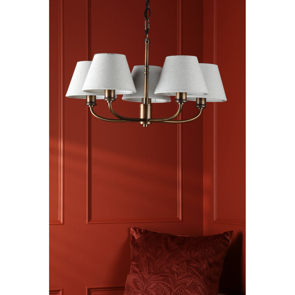 Denston 5 Light Traditional Ceiling Pendant In Antique Bronze With Natural Shades LA3756585-Q