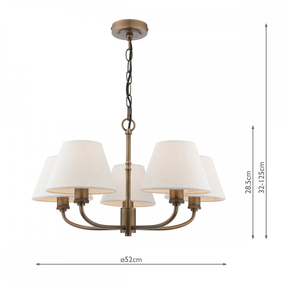 Denston 5 Light Traditional Ceiling Pendant In Antique Bronze With Natural Shades LA3756585-Q