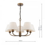 Denston 5 Light Traditional Ceiling Pendant In Antique Bronze With Natural Shades LA3756585-Q
