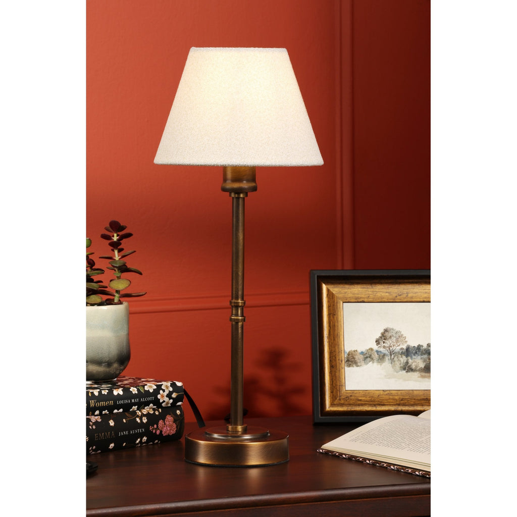 Denston Traditional Table Lamp In Antique Bronze With Cotton Shade LA3756584-Q