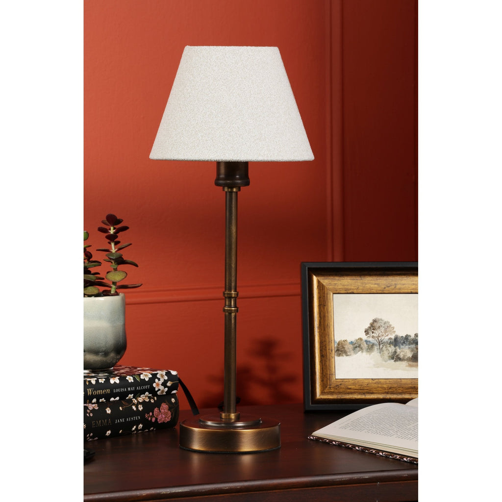 Denston Traditional Table Lamp In Antique Bronze With Cotton Shade LA3756584-Q