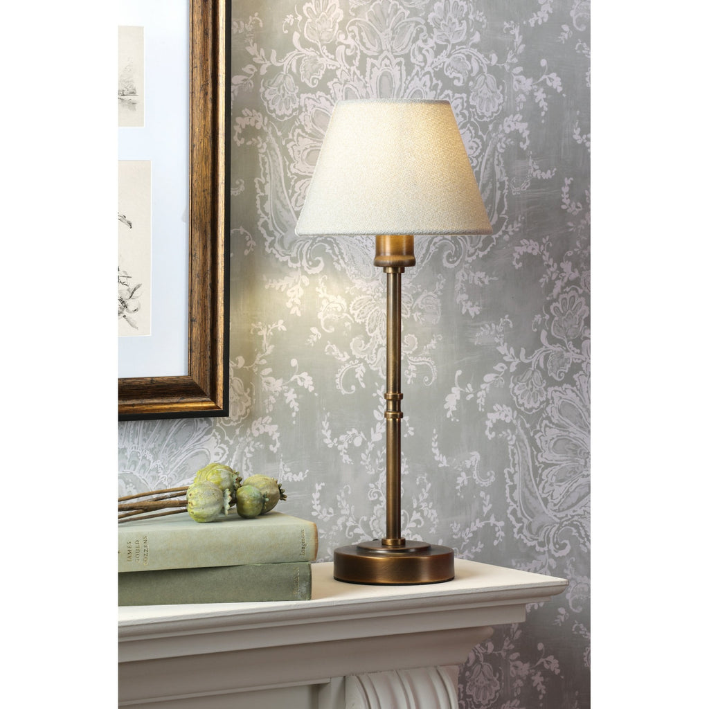 Denston Traditional Table Lamp In Antique Bronze With Cotton Shade LA3756584-Q