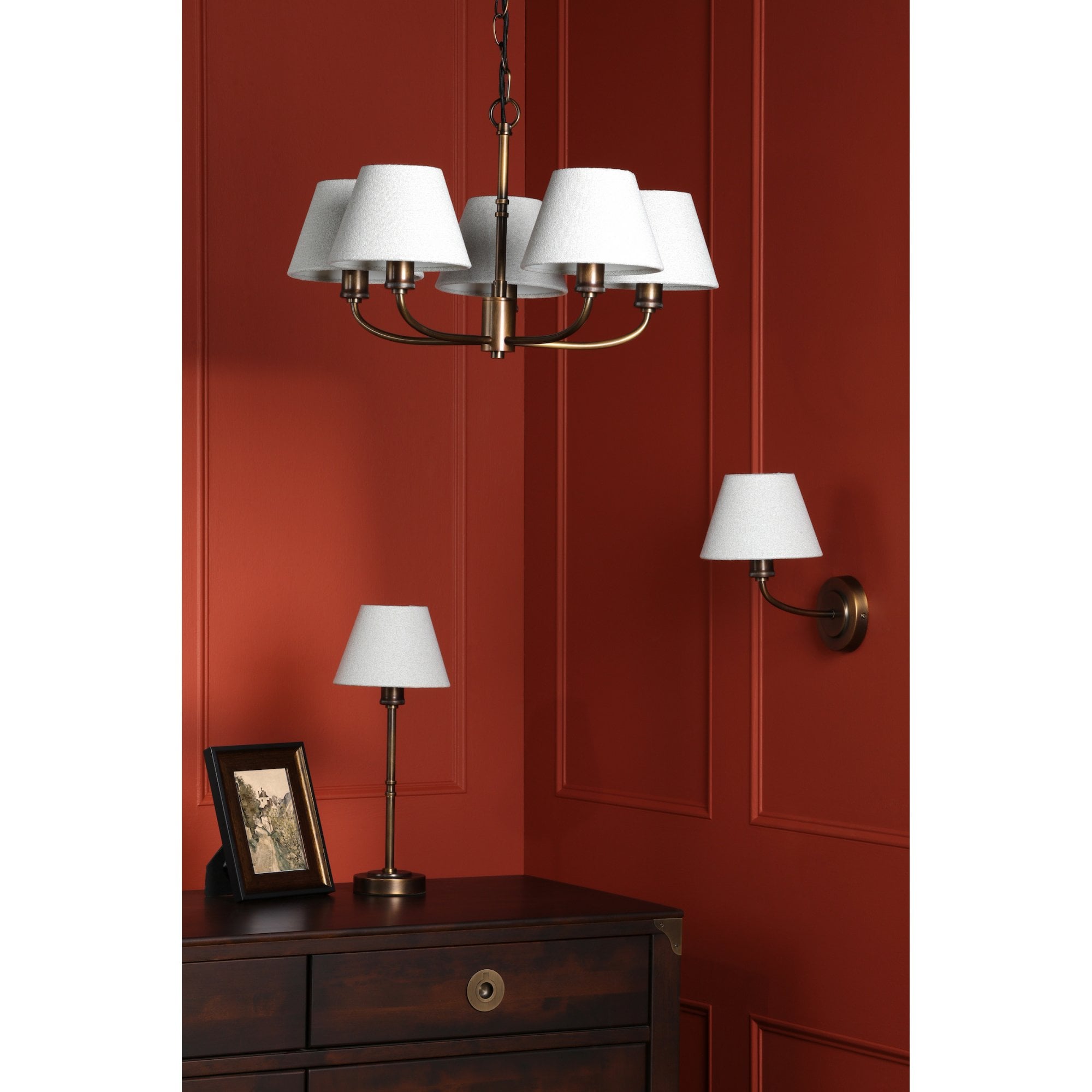 Denston Traditional Table Lamp In Antique Bronze With Cotton Shade LA3756584-Q