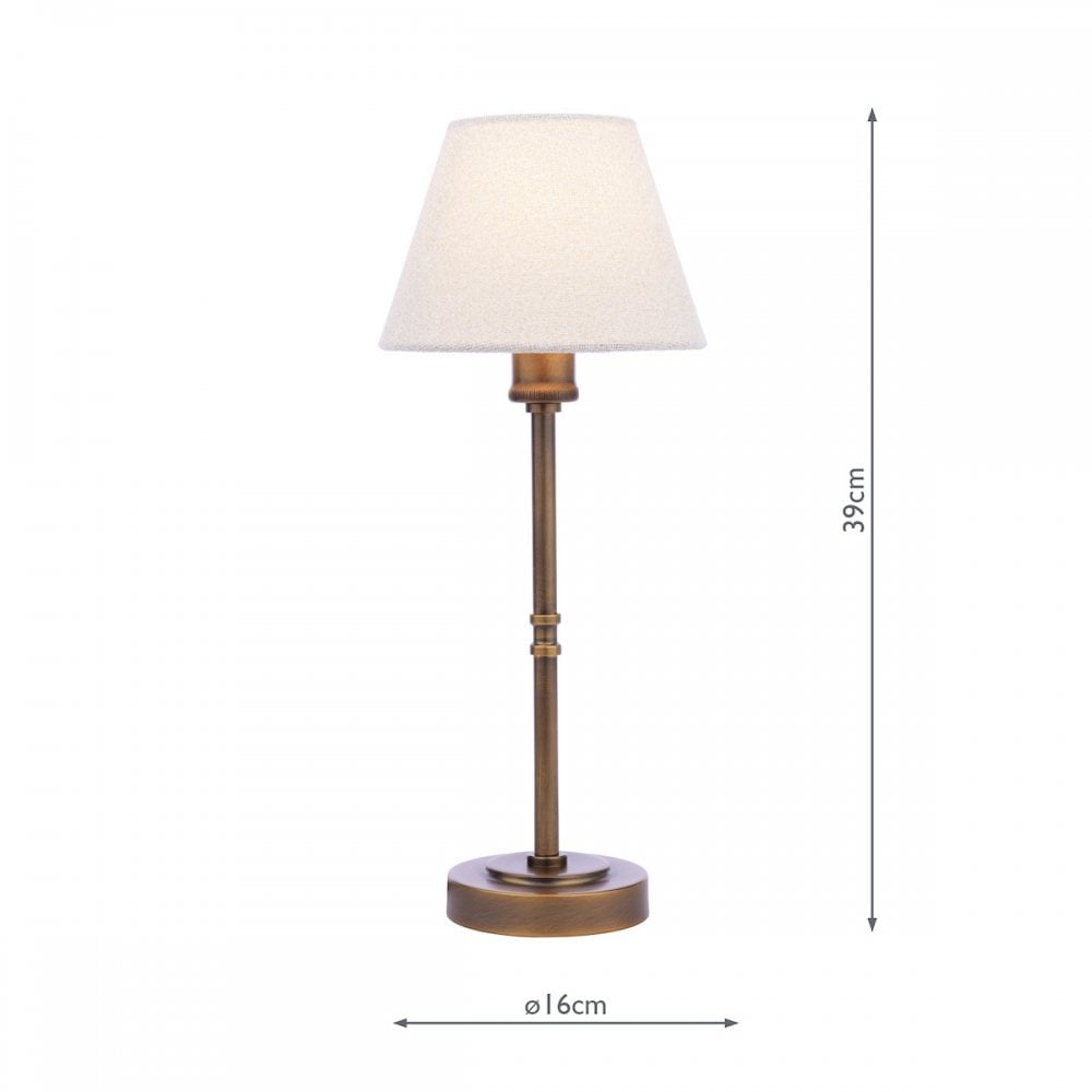 Denston Traditional Table Lamp In Antique Bronze With Cotton Shade LA3756584-Q
